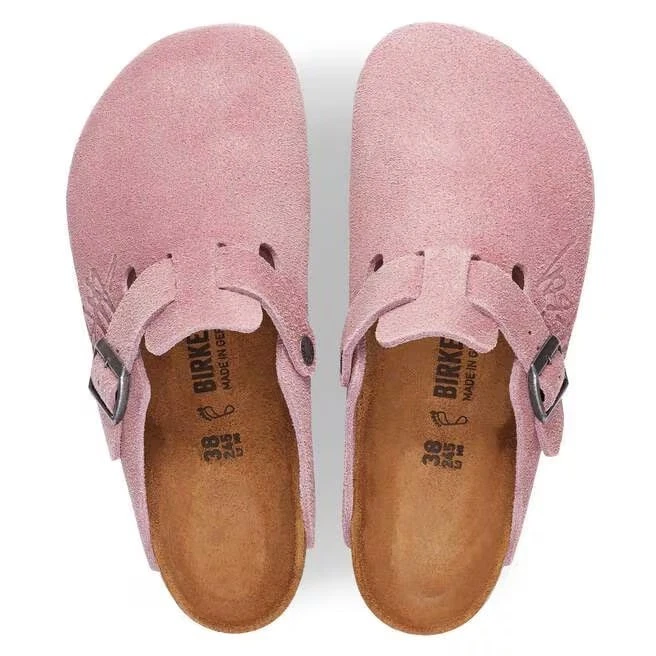 BIRKENSTOCK X Stussy Boston Suede Leather Pink Unisex Clog Shoes
