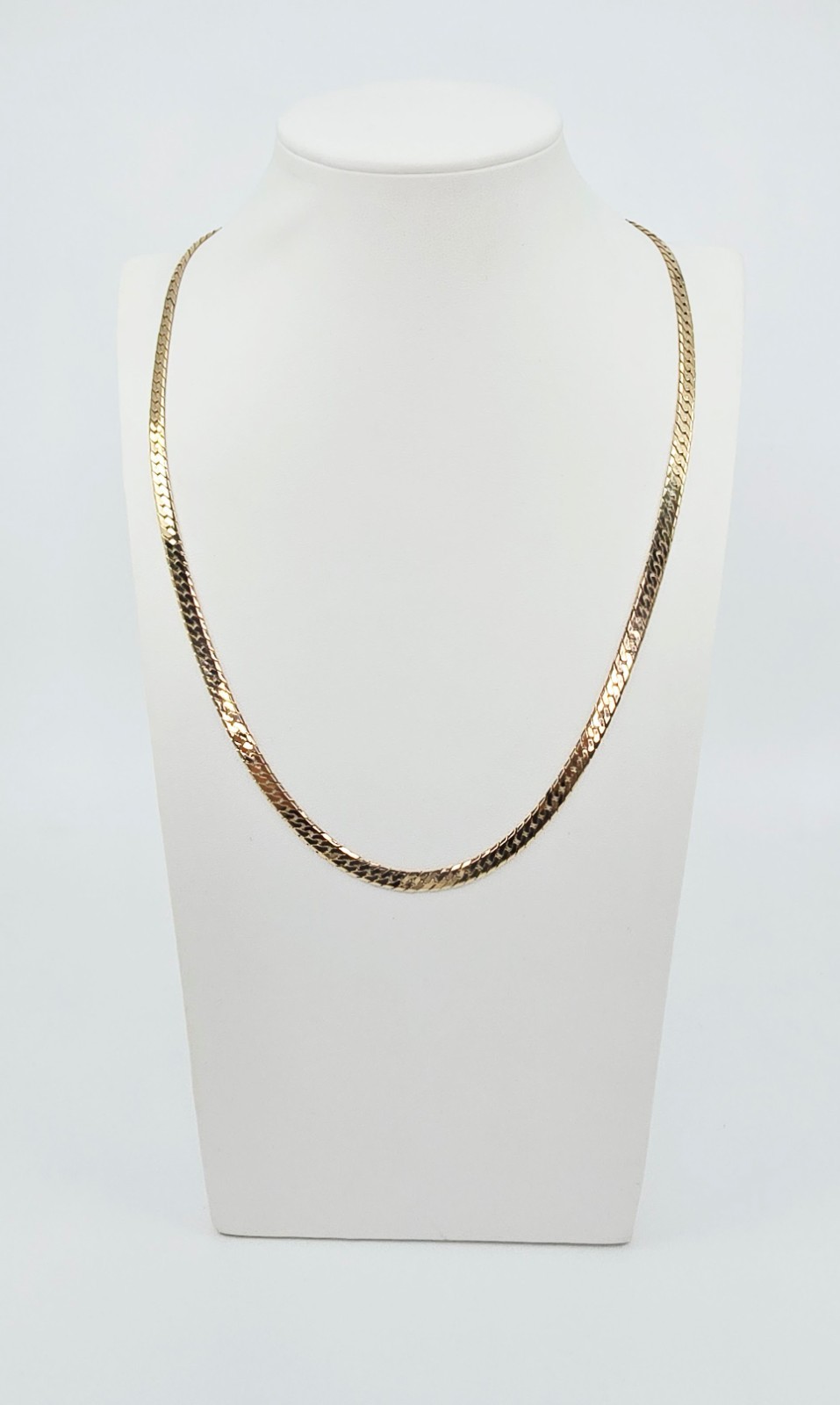 Unique 14K Solid Yellow Gold Herringbone Flat Lin… - image 2