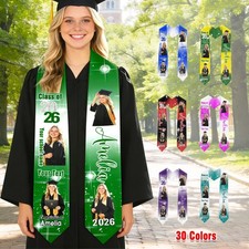 Custom Graduation Stole, Personalized Photo  Text Stoles, Class of 2026 Sash