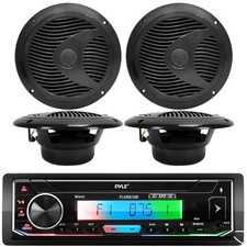 Bluetooth Marine MP3/USB/ M/FM Receiver Stereo  4x 6.5  150 Watts Speaker Kit
