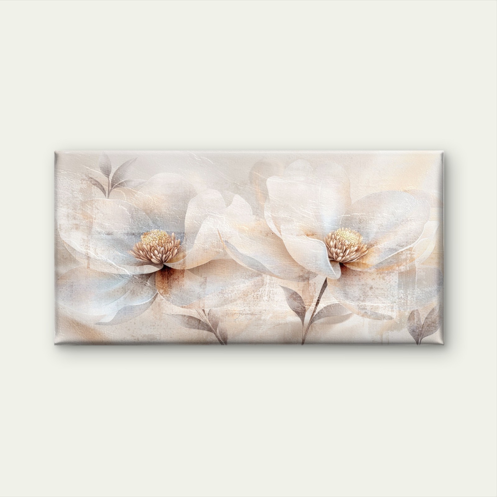 White Floral Magnolia Bloom Wall Art Canvas Office Home Room Framed 120x60cm