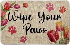 Spring Door Mat Wipe Your Paws Welcome Mat Outdoor Spring Floral Flowers Entranc