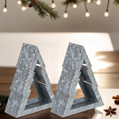 2er Set Teelichthalter Weihnachtsdeko Tischdeko Garten Balkon Deko Skandinavisch