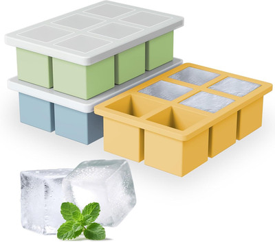 Large Silicone Ice Cube Tray 3Pack,  Big Square Ice Cube Molds for Whisky Cockta