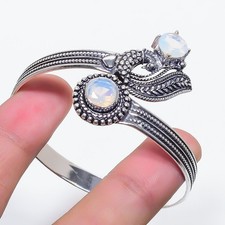Fire Opal Gemstone Handmade 925 Sterling silver Cuff Bracelet Adjustable