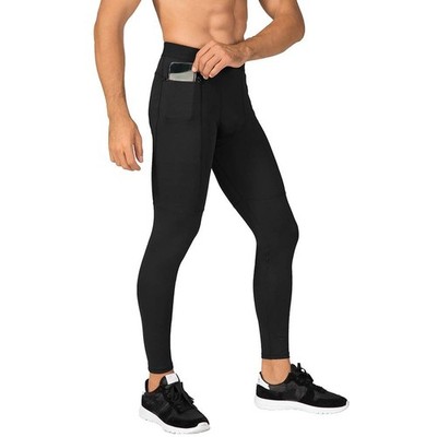 Men's Compression Pants Workout Athletic Leggings Running Gym Tights with Poc...