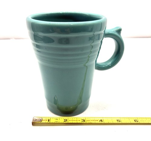 Tall Fiesta Turquoise Latte Mug Homer Laughlin Thumb Handle Ceramic EUC Rare - Picture 8 of 8