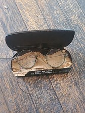 Antique spectacles With Hard leather case, wire frame, round circle lens