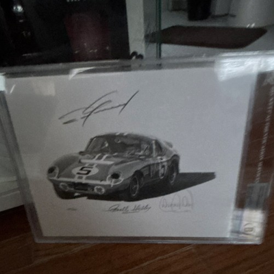 #ad Carroll Shelby Dan Gurney Day Signed Racing Lithograph BAS Authenticated 48 50 $799.00
