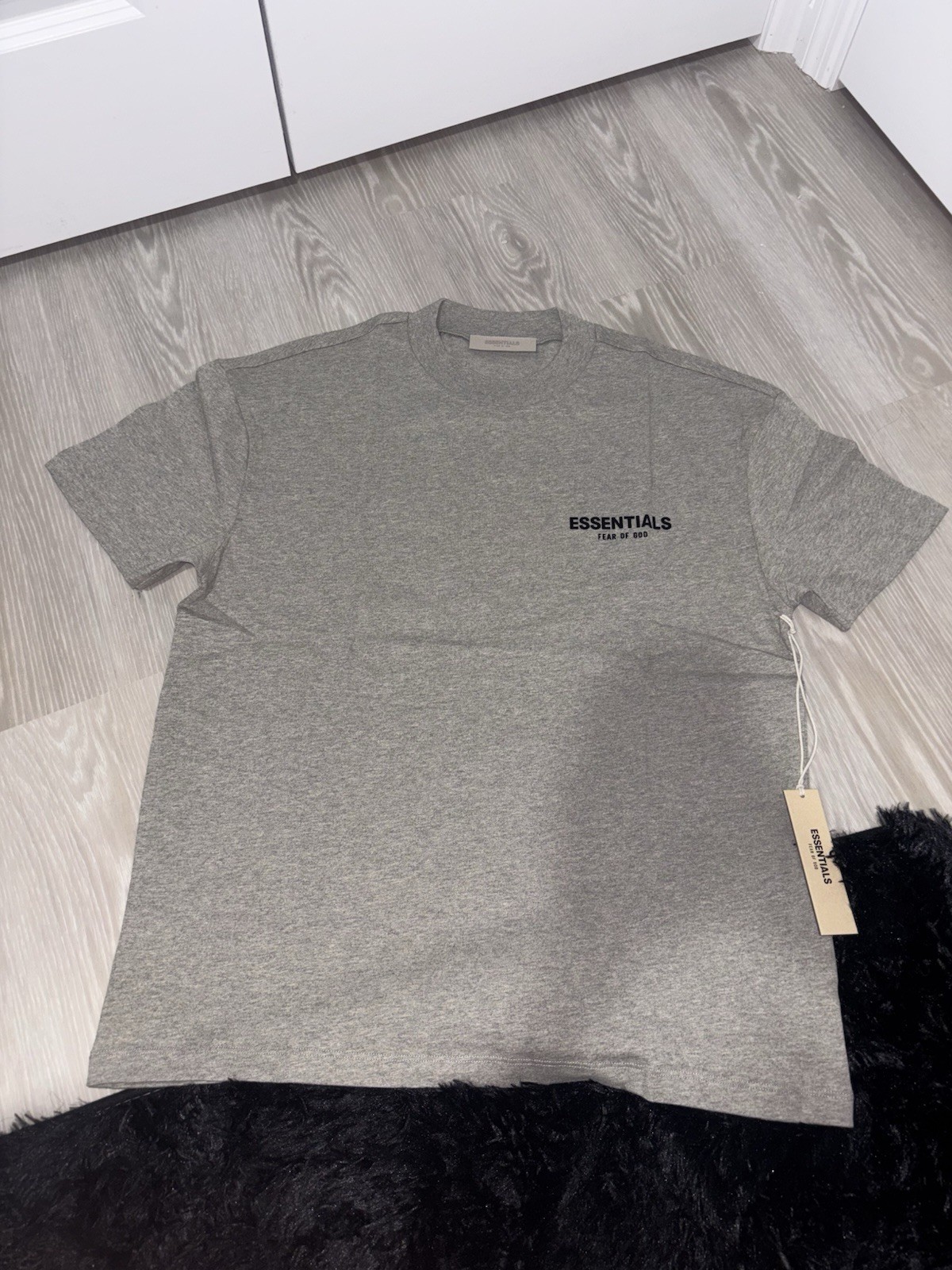 Fear of God Essentials Gray Logo Cotton Crew Neck Short Sleeve Men's T-Shirt thumbnail 3