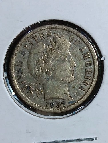 1907-P Barber / Liberty Head Dime 10c 90% Silver Item F5u8