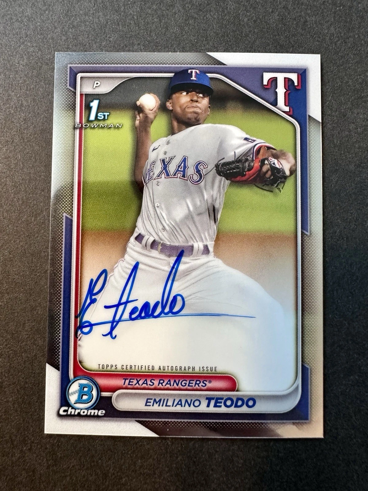 2024 Bowman Chrome #CPA-ETE Emiliano Teodo 1st Auto Texas Rangers Prospect