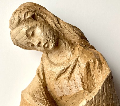 German Vintage Religious carved Resin Mother Mary Baby Jesus Figurine No Baby - Picture 8 of 9