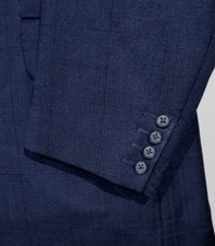 Vintage 70s 46S Black Blue Purple Glen Plaid Jacket Blazer Sport Coat