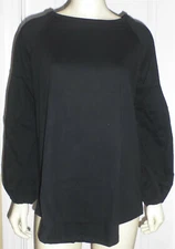 ROAMANS'S Women's Long-Sleeve Boat Neck Blouson Sleeve Top, Black, Sz 12 S, NWOT