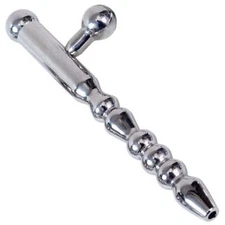 Beaded Prince Albert Wand, Surgical Steel 4.5" Male Urethral Sounding Penis Plug