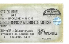 RARE / TICKET BILLET DE CONCERT - PATRICK BRUEL : LIVE A PARIS ( FRANCE ) 1994