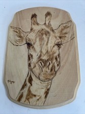 Carved Wood Giraffe Head Made In USA Signed By Artist 9.5x6.5โ