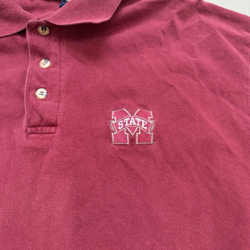 Vintage Mississippi State Bulldog Polo Maroon Shirt Size Large 22.5x28 - Picture 2 of 6