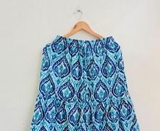 New Indian Long Frill Skirt Cotton Skirt Sky Blue Ikat Women's Clothing Skirt US