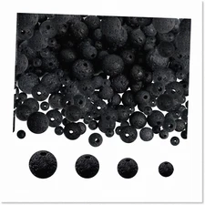 Premium Quality Natural Black Volcanic Lava Beads - 580pcs Set - 4mm, 6mm, 8mm,
