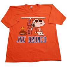 Vintage Denver Broncos T-shirt XL 41X26 Joe Bronco Snoopy NFL Orange 1971 Artex