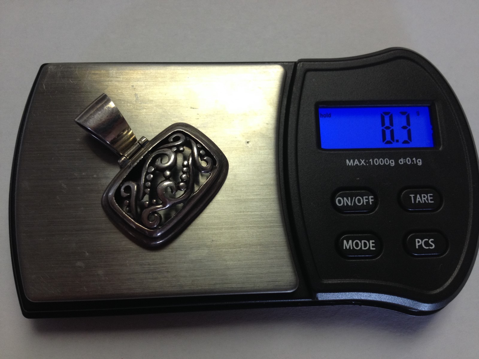 Sterling Silver Scroll Swirl Rectangular Pendant … - image 5