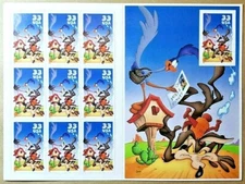 Vintage Road Runner & Wile E. Coyote U.S. Postage Stamps WB Warner Bros Mopar