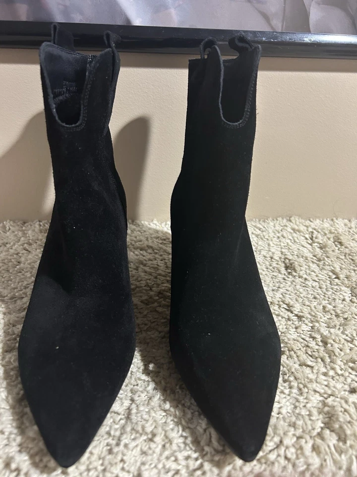 Botas negras de gamuza para mujer talla 6 con tacones de gatito Foto 4 de 4