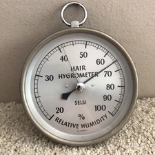 Vintage Selsi Hair Hygrometer - 4" - Made in Germany - Humidity Gauge