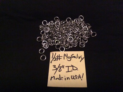 1/2 pound of 14g (.080'') Galvanized jump rings w/  3/8  ID, Made in the USA