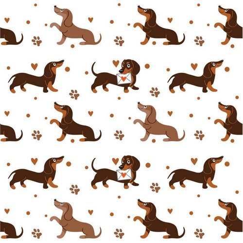 20 Servietten Dachshund Pattern Dackel Tiere Pfoten Herzen Liebesbrief 33X33Cm-image