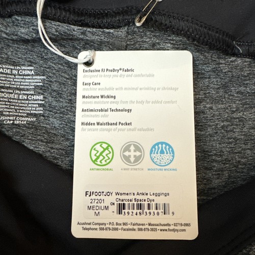 FootJoy FJ Leggings Lunghezza Caviglia Grigio, Donna Taglia Media Nuovi Con Etichette - Foto 6 di 6