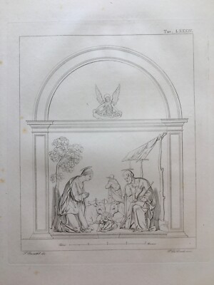 ITALIAN ARCHITECTURAL ENGRAVING ROMAN BASILICA NATIVITY