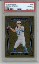 2024 PANINI OBSIDIAN GOLD #106 JUSTIN HERBERT CARD /10 CHARGERS PSA 10 LOW POP