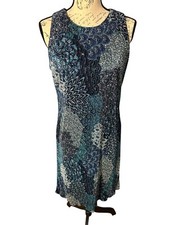 Dressbarn Peacock Dress Blue & Green Size 6 Ronni Nicole Shift Slip Dress  Lined