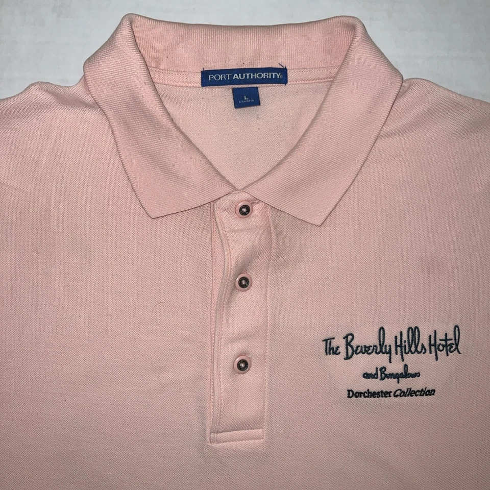 Vtg The Beverly Hills Hotel & Bungalows California Sunset Blvd Polo Shirt Large - Image 2 of 4