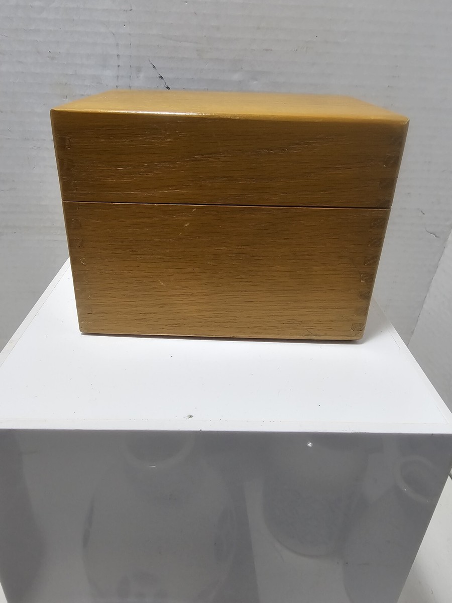 Vintage Merchants Box Co Oak Wooden Dovetailed Joints Recipe Card