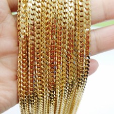 10pcs/Lot Gold Chain Men 4mm Stainless Steel Curb Cuban Link Chain Necklaces