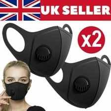 Pack 2 Face Mask Black Reusable Washable Breathable Dust Mouth Cover CHEAP UK