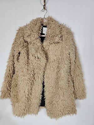 THREAD & SUPPLY NWT  Faux Shearling Jacket Fuzzy Open Front Teddy Coat Womens S