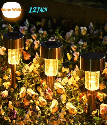 12 Pack Solar Garden Lights Outdoor Landscape LED Light Pathway Yard Waterproof