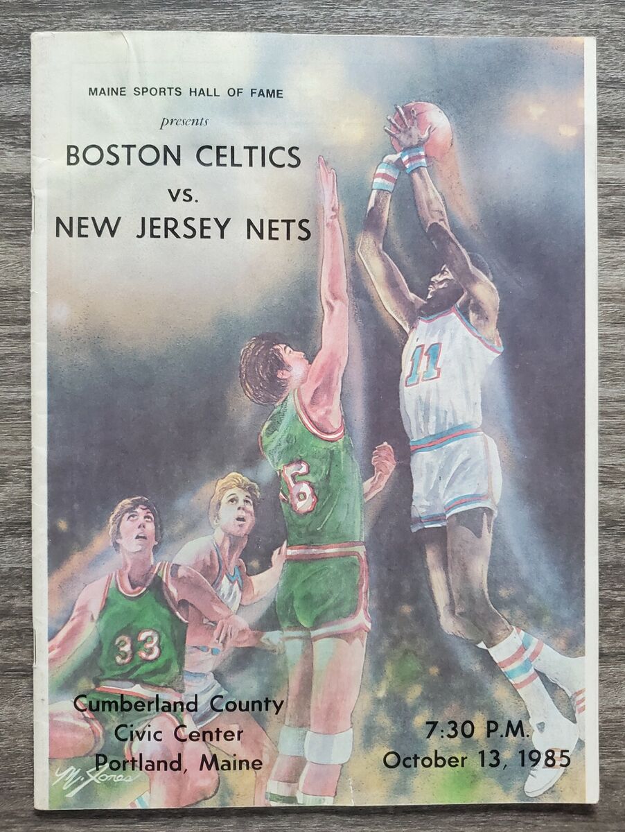 Boston Celtics Vs New Jersey Nets Basketball Program 10/13/85 NBA Maine NJ  Rare