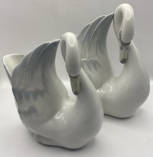 Beautiful Pair Of Vintage Zaphir / Nao/ Lladro Swan Ornaments Large & Medium
