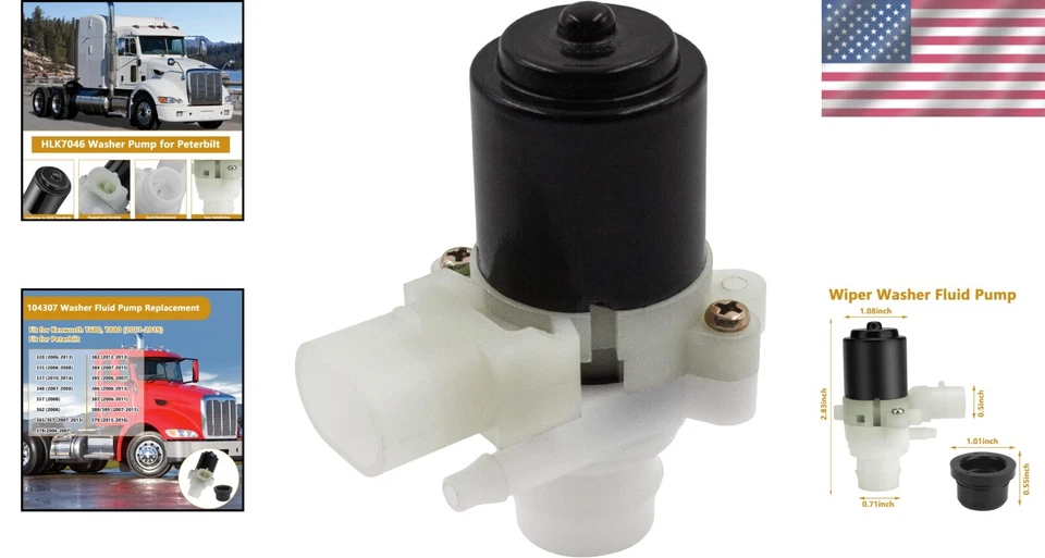 1 Pack Windshield Washer Pump for Peterbilt 385 386 387 388 389 & T680 T880 - Image 2 of 4