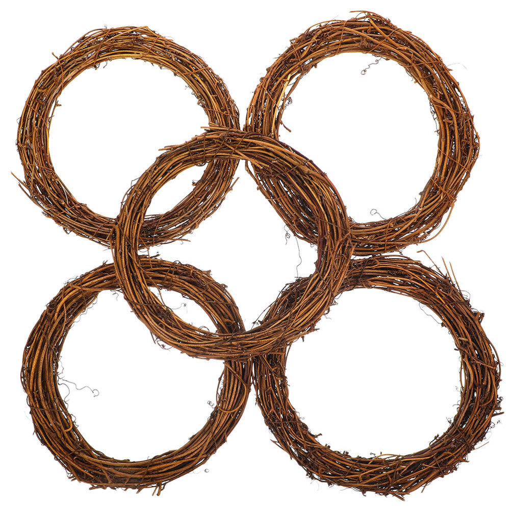 5Pcs Natural Rattan Ring Wreath Frame Rattan Circle Twig Branch Wreath