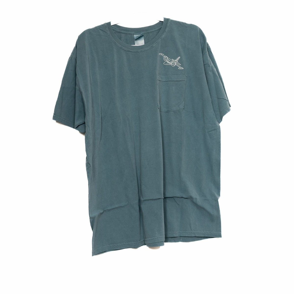 【oan】Give Me Pigment Short Sleeve T-Shirt Authentic Pigment Mens Blue T-Shirt Solid Pocket Short