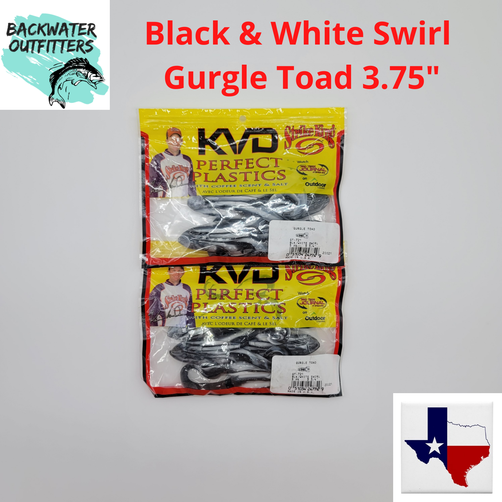 2pks Strike King Gurgle Toad Black & White Swirl GT-721 3.75