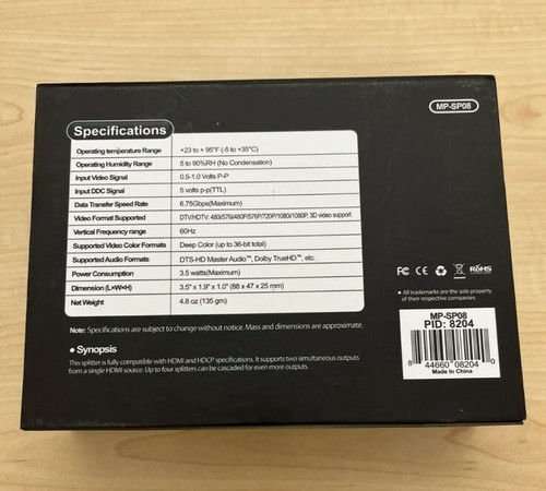 Monoprice 1X2 Mini HDMI Splitter MP-SP08 with 3D Video Support Brand New - Picture 4 of 5