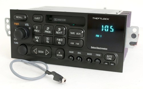GM Delco 1996-02 Chevy S10 Car Radio AM FM Cassette w Aux on Pigtail - 16232091